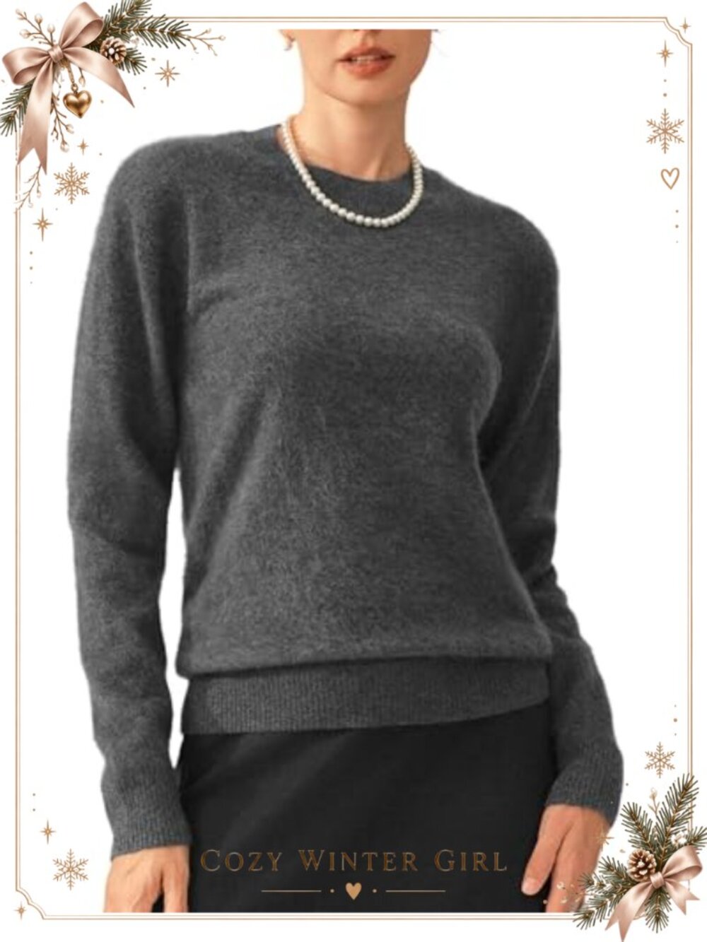 100% Pure Cashmere Crewneck Long Sleeve Pullover Sweater Cozy Warm